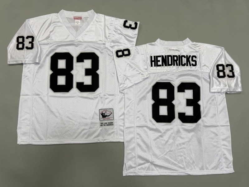Men 2025 Nike Oakland Raiders #83 Hendricks white Throwback Limited NFL Jersey style 001